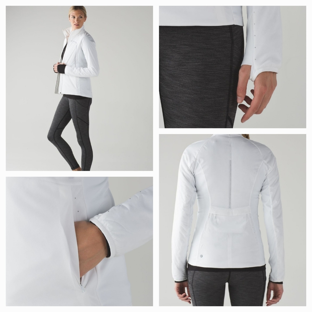 Lululemon Run For Cold Thermo-regulating Reflective Active Jacket in White Sz 4 - Picture 2 of 16